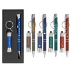 Custom Engraved Tres-Chic & Chroma Softy - ColorJet - Full Color Metal Pen & Flashlight Gift Set