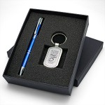 Beautiful Gift Set with Classic Metal Keychain & Aluminum Pen makes a perfect giveaway gift Custom Engraved