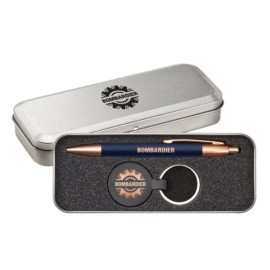 Custom Engraved Rosie Pen/Keyring Gift Set - Blue  Custom Engraved Rosie Pen/Keyring Gift Set - Blue