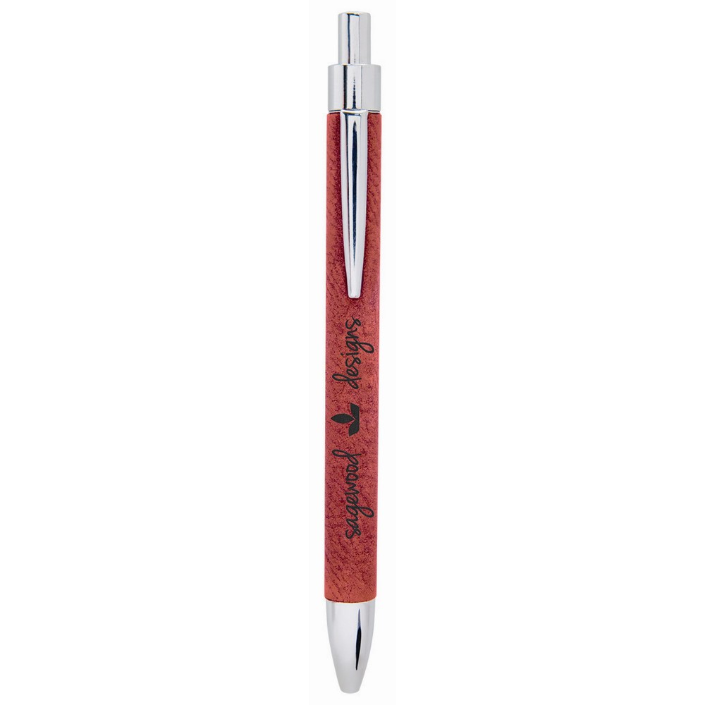 Rose Laser Engraved Leatherette Pen Logo Branded