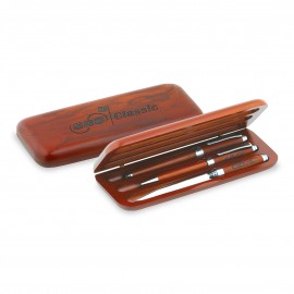 Promotional Premade Wooden Pen Set - Terrific Timber-3 Ballpoint Pen, Lead Pencil & Letter Opener
