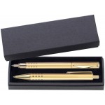 Custom Engraved Dot Grip Pen Series - Gold Pen and Roller Pen Gift Set, Dots Grip, Crescent Moon Shape Clip