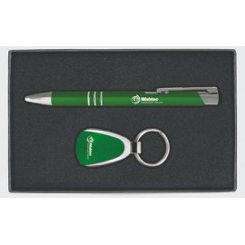 Custom Engraved CD Effect Tear Drop Key Tag & Twist Action Ballpoint Pen