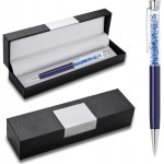 Custom Engraved Crystal pen / ball point pen in black gift box - Blue pen, blue crystal