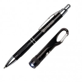 Simcoe Pen/Flashlight Gift Set - Black Custom Imprinted