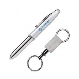 Townsend Stylus/Pen/Keyring Gift Set - Silver with Logo