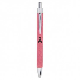 Pink Faux Leather Pen Custom Imprinted  Pink Faux Leather Pen Custom Imprinted