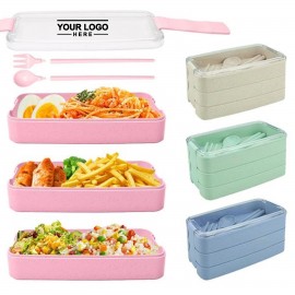 3-Layer Wheat Straw Lunch Bento Box with Logo