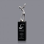 Customized Peale Golf Award - Chrome/Black 8"
