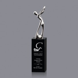 Customized Peale Golf Award - Chrome/Black 8"