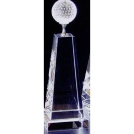 10" Large Crystal Golf Tower Award with Logo