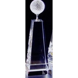 10" Large Crystal Golf Tower Award with Logo  10" Large Crystal Golf Tower Award with Logo