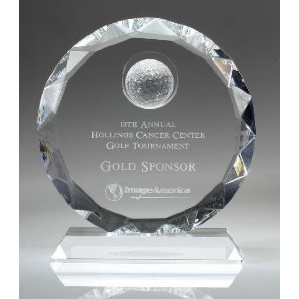 Promotional Medium Optical Crystal Golf Sunflower Award