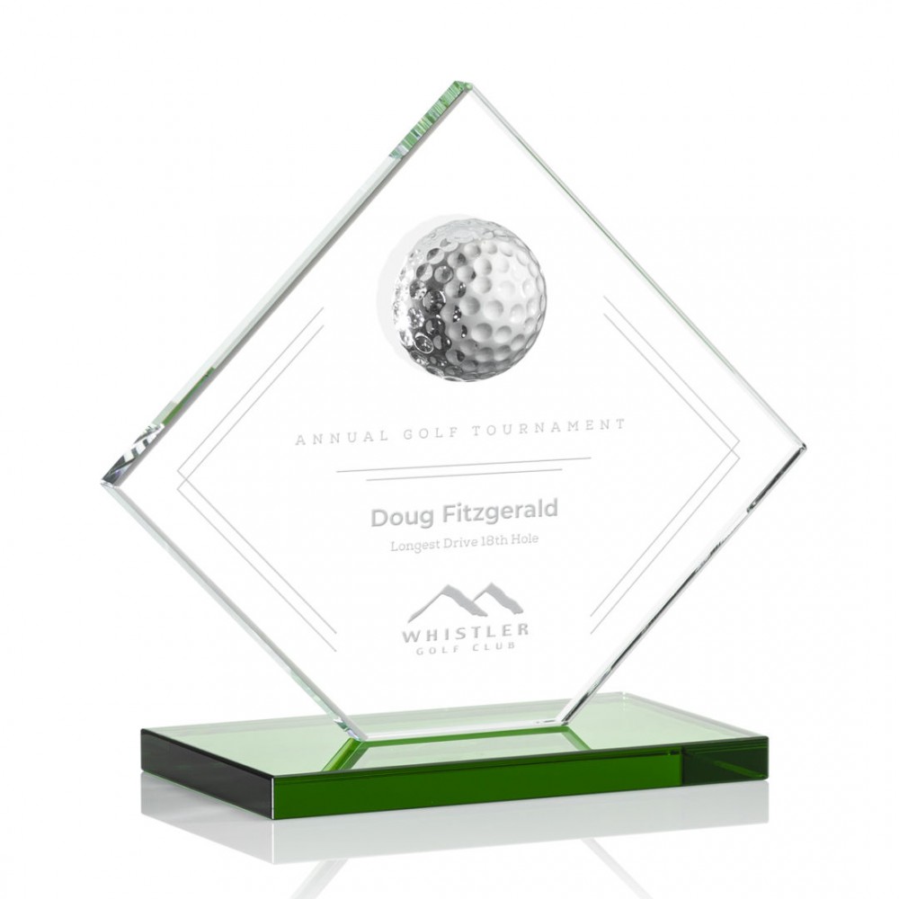 Custom Barrick Golf Award - Starfire/Green 6" High
