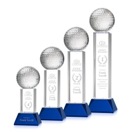 Logo Branded Golf Ball Award on Stowe Base - Blue
