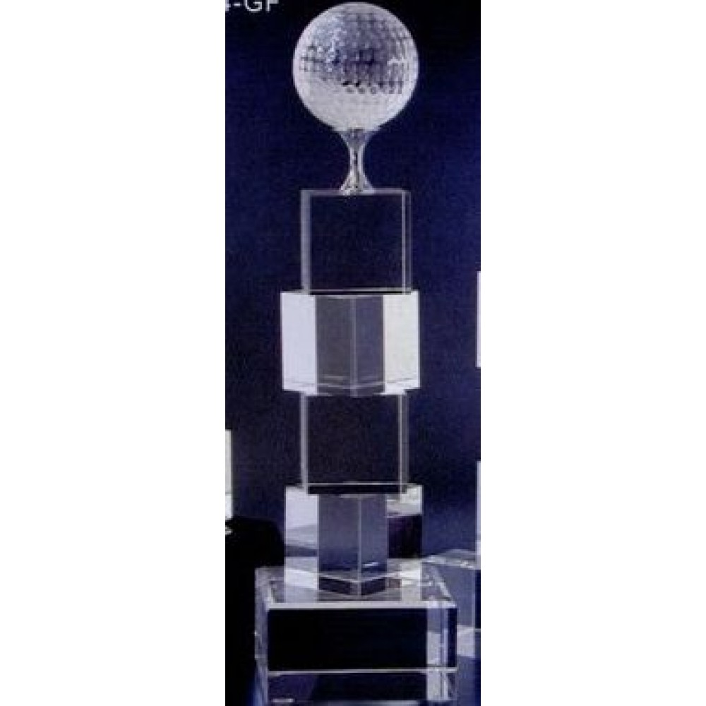 Personalized 10" Crystal Golf Tower Award