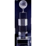 10" Crystal Golf Tower Award with Logo