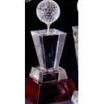 8" Small Crystal Golf Tower Award with Logo