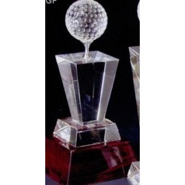 8" Small Crystal Golf Tower Award with Logo