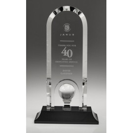 Personalized Large Optical Crystal Optima Golf Award w/Black Base  Personalized Large Optical Crystal Optima Golf Award w/Black Base