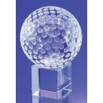 Logo Branded Small Crystal Golf Ball Award w/ Beveled Base
