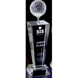 11" Large Crystal Golf Tower Award with Logo  11" Large Crystal Golf Tower Award with Logo
