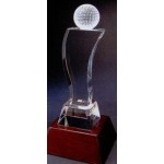 9" Small Crystal Golf Tower Award with Logo