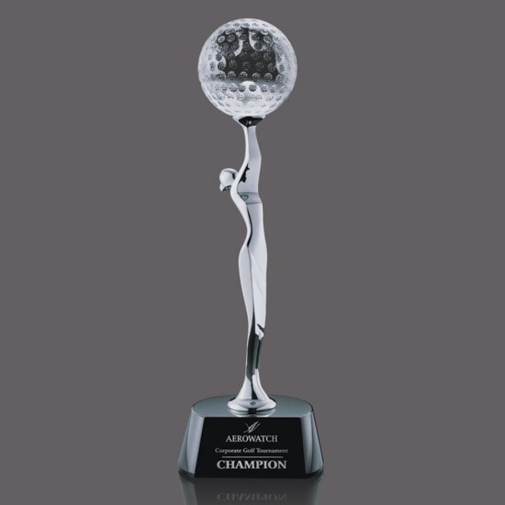 Custom Oakdale Golf Award - Chrome/Black 12"