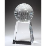 Large Optical Crystal Golf Ball on Tall Base Award with Logo
