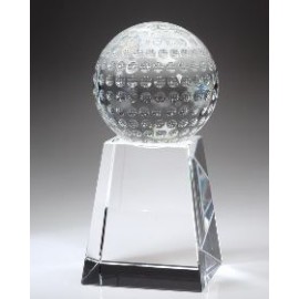 Large Optical Crystal Golf Ball on Tall Base Award with Logo  Large Optical Crystal Golf Ball on Tall Base Award with Logo