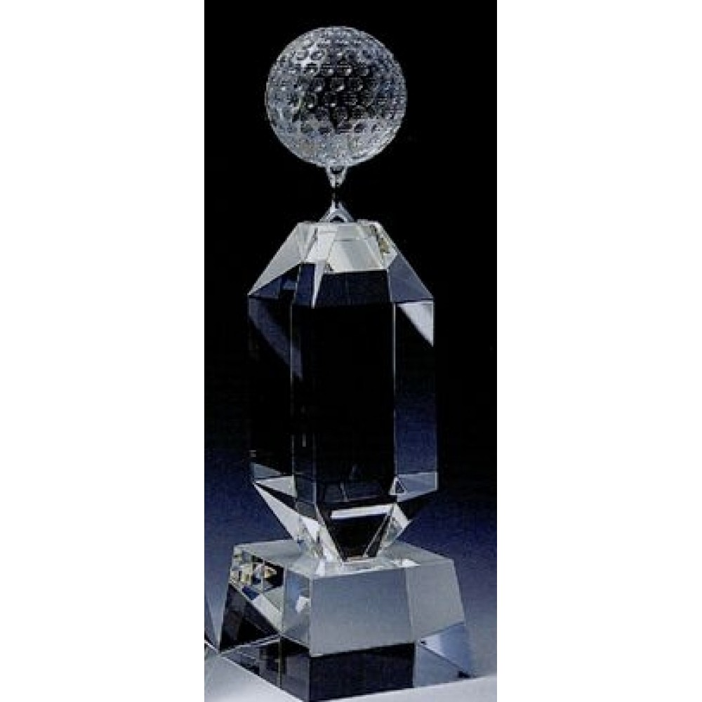 Small Crystal Golf Tower Award (11"x3") with Logo