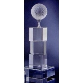 Customized 7" Crystal Golf Tower Award  Customized 7" Crystal Golf Tower Award