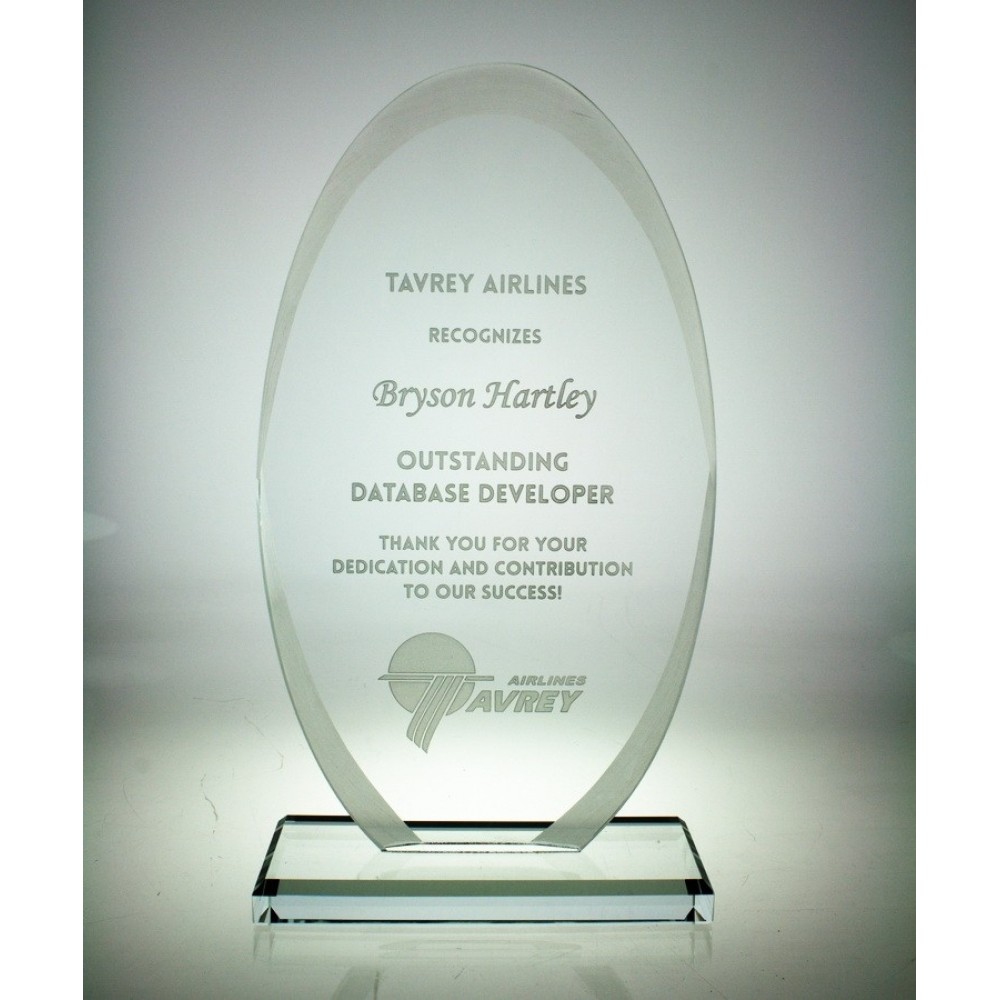 Custom Starfire Glass Golf Serenity Award (7"x4"x3/8")