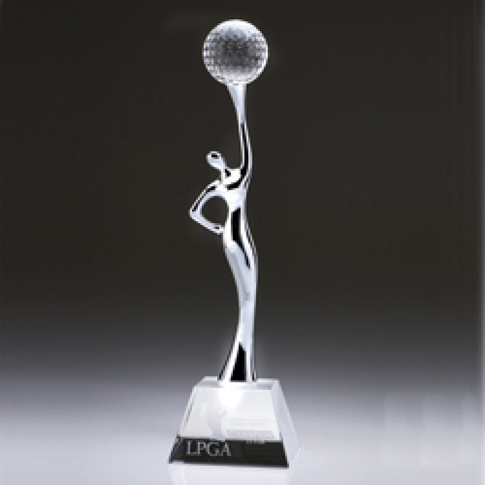 Crystal Goddess of Golf Award with Logo