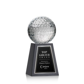 Custom Golf Ball on Tall Marble - Optical 3-1/8" Diam  Custom Golf Ball on Tall Marble - Optical 3-1/8" Diam