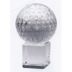 Large Optical Crystal Golf Ball on Cube Base Award with Logo