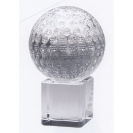 Large Optical Crystal Golf Ball on Cube Base Award with Logo