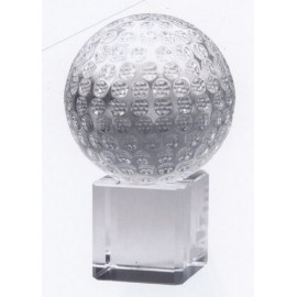 Large Optical Crystal Golf Ball on Cube Base Award with Logo  Large Optical Crystal Golf Ball on Cube Base Award with Logo