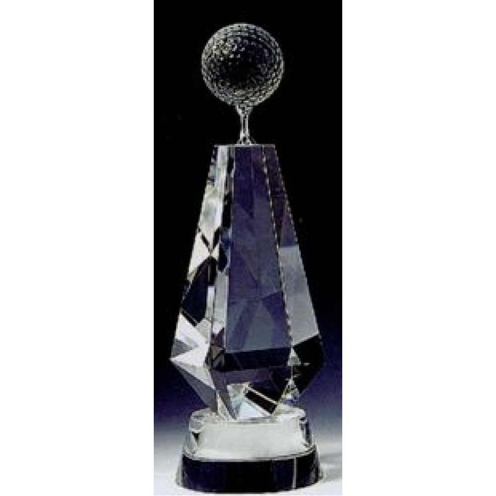 Medium Crystal Golf Tower Award (11"x3 9/16") with Logo