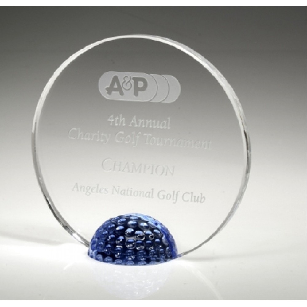 Personalized Medium Optical Crystal Golf Halo Award