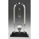 Personalized Small Optical Crystal Optima Golf Award w/Black Base