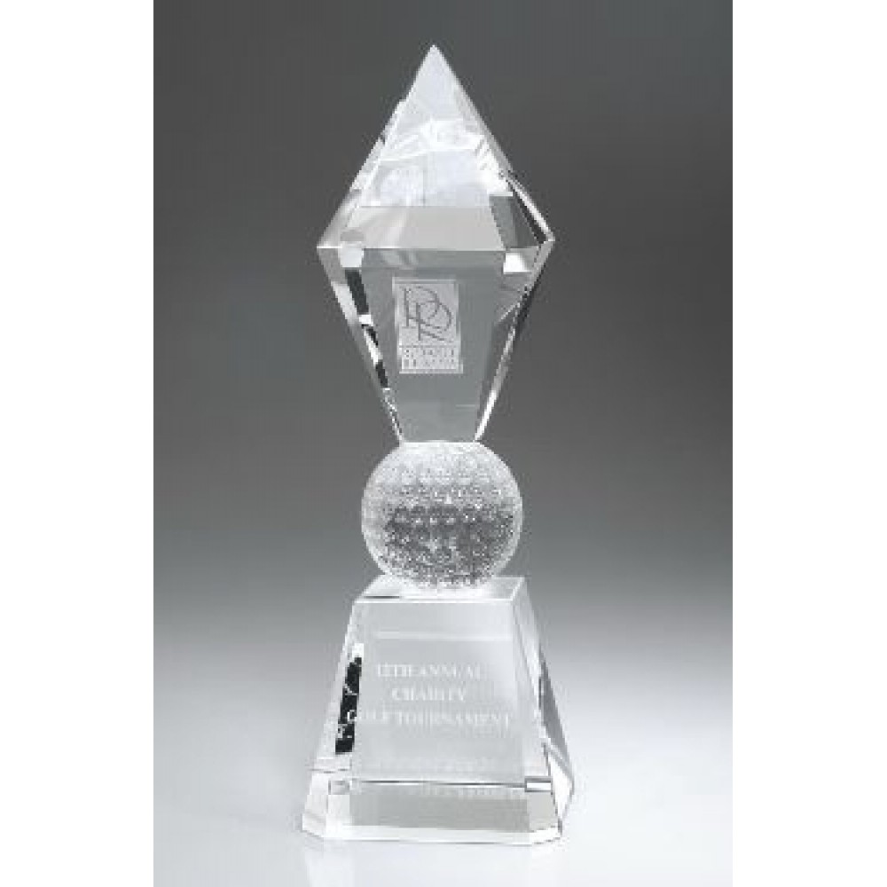 Large Optical Crystal Golf Scepter Award with Logo