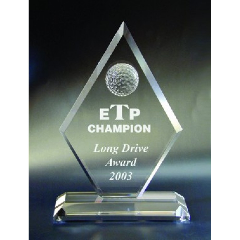 Large Optic Crystal Golf Award (10"x7"x5/8") with Logo