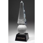 Personalized Large Optical Crystal Monumental Obelisk/Golf Award