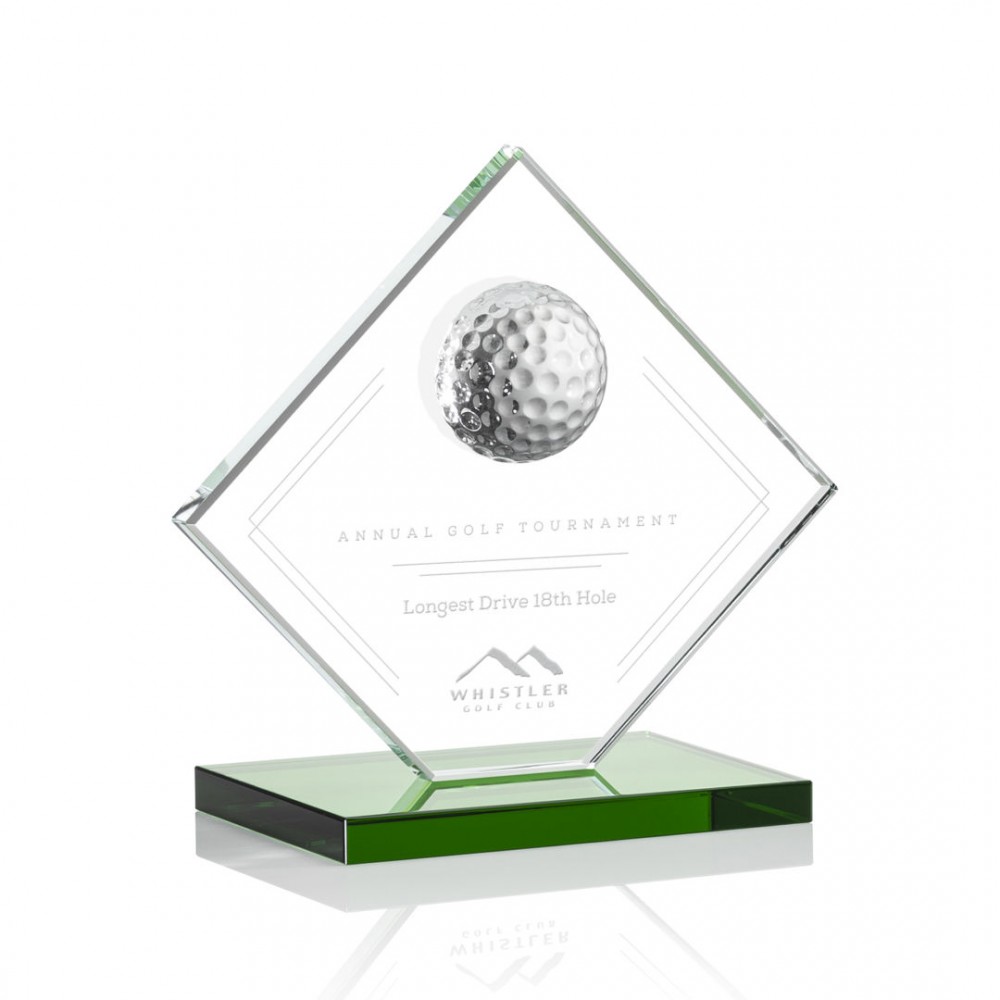 Custom Barrick Golf Award - Starfire/Green 5" High