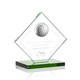 Barrick Golf Award - Starfire/Green 5" High with Logo