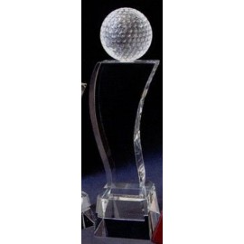 13" Large Crystal Golf Tower Award with Logo