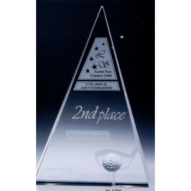 Large Crystal Golf Triangle Award with Logo
