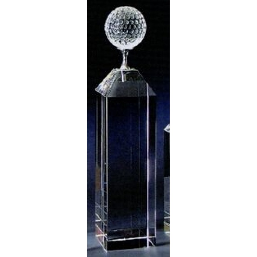 Custom 11" Large Crystal Golf Tower Award