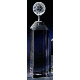 11" Large Crystal Golf Tower Award with Logo